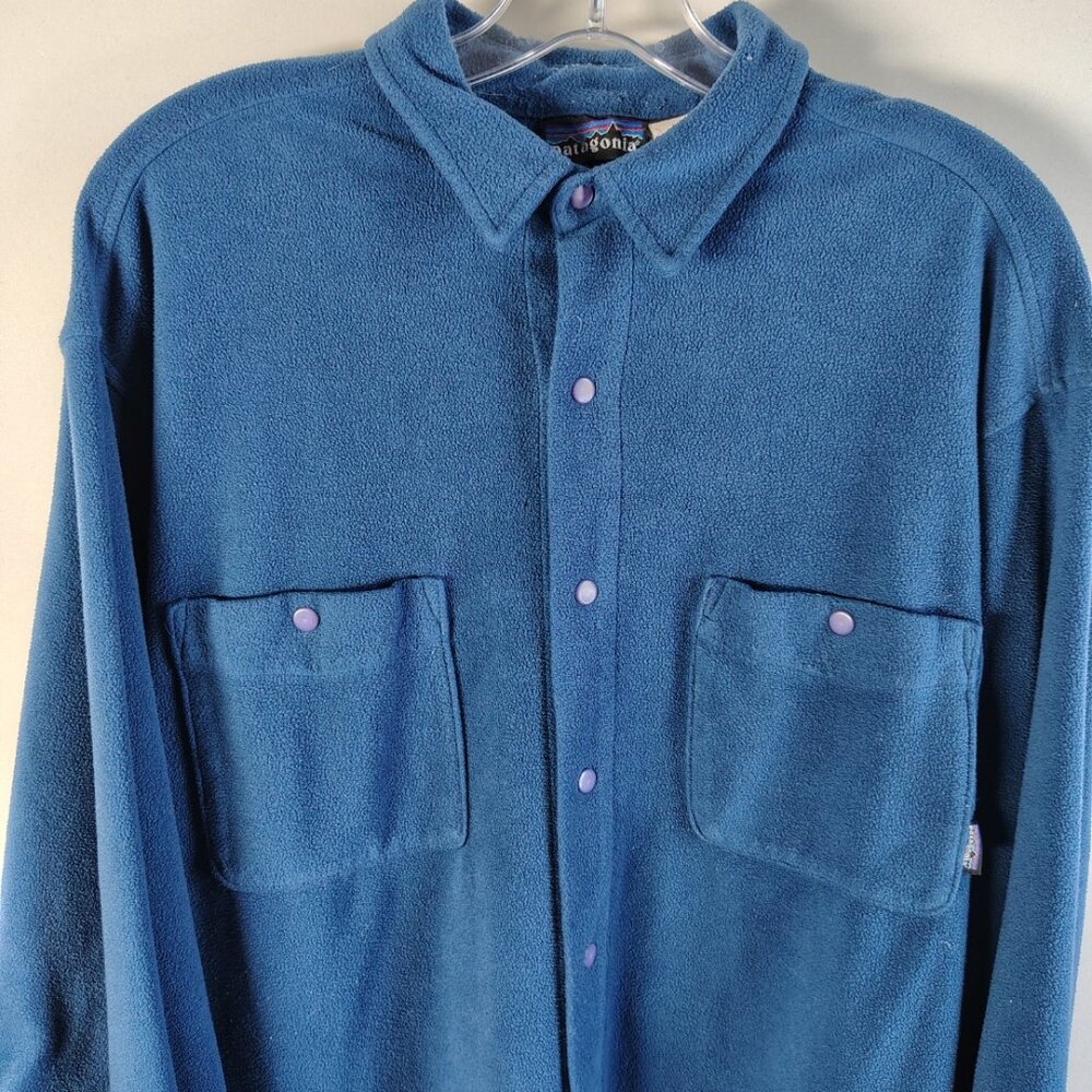Vintage Patagonia Fleece Overshirt Shirt Mens Large Blue Snap-T USA Long Sleeve - Picture 3 of 14